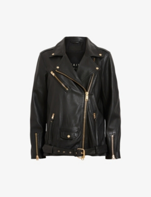 ALLSAINTS Billie oversized leather jacket Selfridges