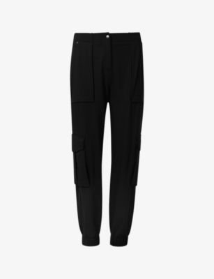 Allsaints Frieda Pocket-detail Cotton-blend Jersey Trousers In Black