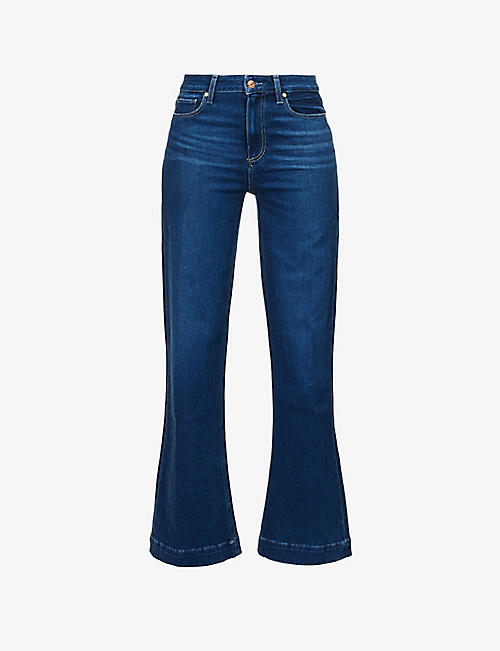 PAIGE: Leenah wide-leg mid-rise stretch-denim jeans