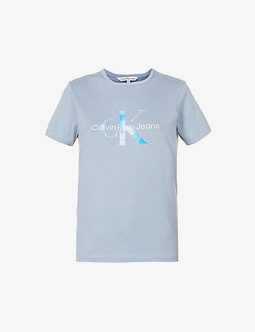 CALVIN KLEIN: Logo-print short-sleeved cotton T-shirt