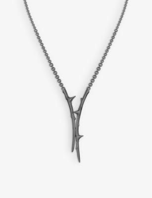 SHAUN LEANE: Rose Thorn black rhodium-plated sterling-silver lariat necklace