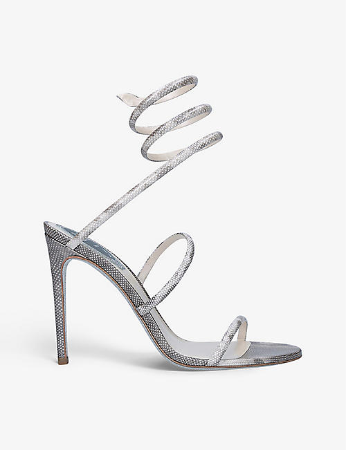 RENE CAOVILLA: Cleo snake-print leather heeled sandals