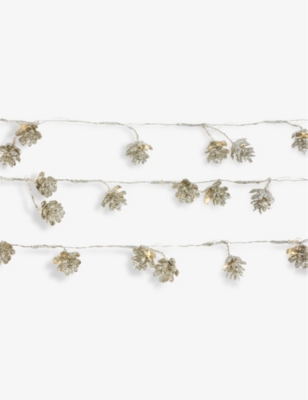 THE WHITE COMPANY: Glittered LED-light faux-fir cone garland 180cm