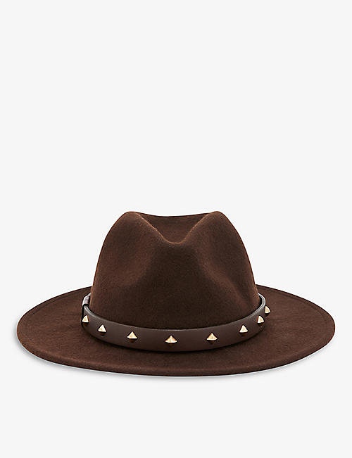 ALLSAINTS: Maxie studded wool and leather fedora hat