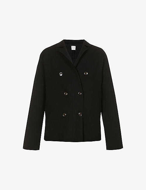 TOTEME: Double-breasted waffle-knit wool jacket