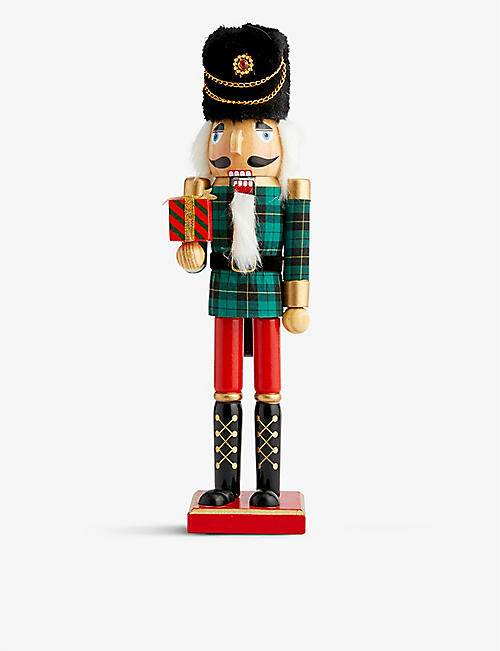 CHRISTMAS: Gisela Graham wood Christmas nutcracker decoration 38cm