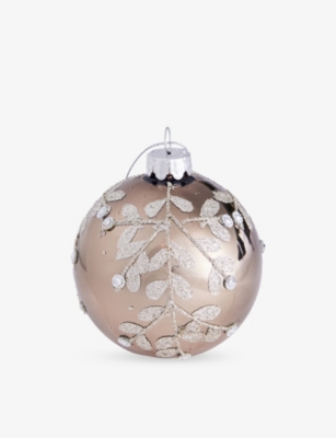 SELFRIDGES EDIT: Glitter-embellished glass Christmas decoration 8cm
