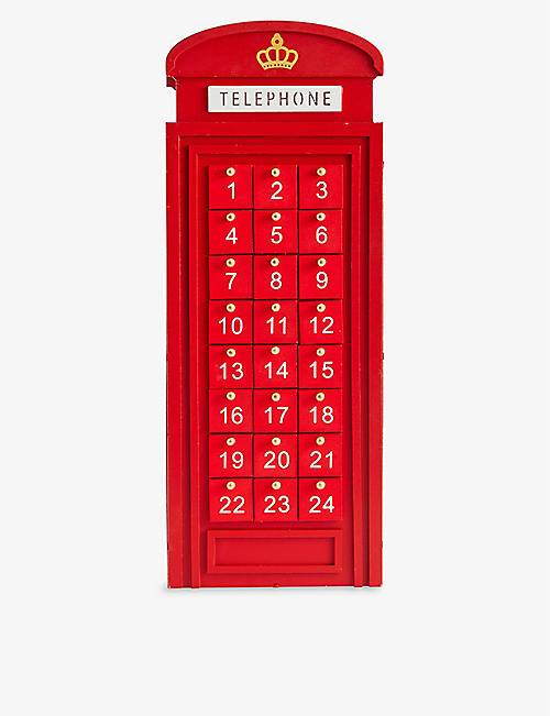 CHRISTMAS: Telephone Box 3D wood Christmas advent calendar 50cm
