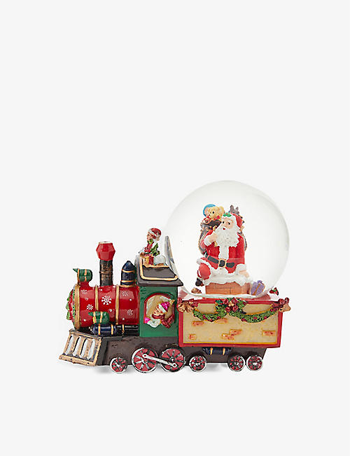 CHRISTMAS: Train with snowdome resin and glass Christmas ornament 18cm