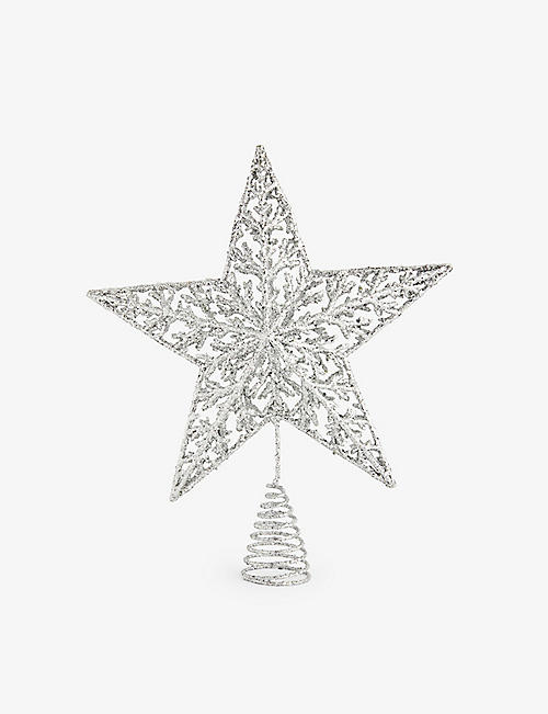 CHRISTMAS: Glitter-embellished large star tree topper 35cm