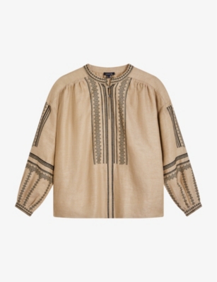 Soeur Patience Embroidered Relaxed-fit Linen Shirt In Cream | ModeSens