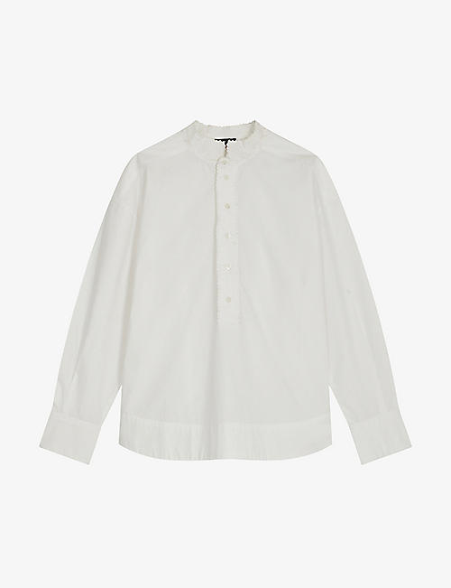 SOEUR: Poeme embroidered-collar relaxed-fit cotton-poplin shirt