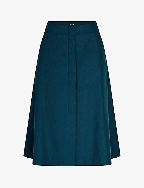 SOEUR: Majorque high-rise linen midi skirt