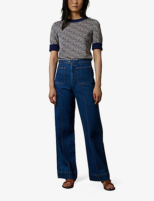 Selfridges & Co Women Clothing Jeans High Waisted Jeans Anagram-pocket tapered high-rise denim jeans 