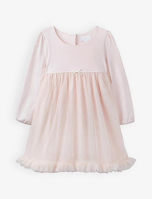 THE LITTLE WHITE COMPANY: Ruffle-trim organic stretch-cotton and recycled-tulle dress 0-18 months