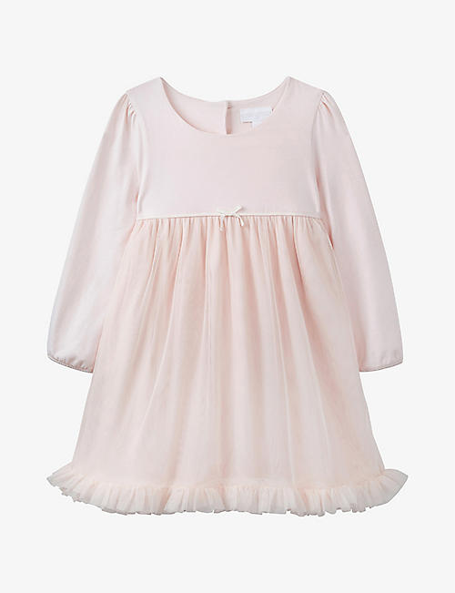 THE LITTLE WHITE COMPANY: Ruffle-trim organic stretch-cotton and recycled-tulle dress 2-6 years