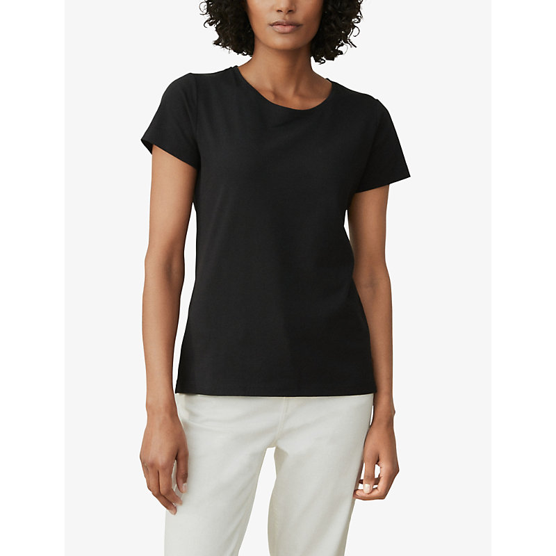 Shop The White Company Everyday Regular-fit Stretch Organic-cotton T-shirt In Black