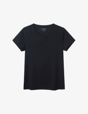 The White Company Everyday Regular-fit Stretch Organic-cotton T-shirt In Black