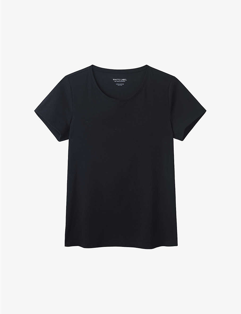 The White Company Everyday Regular-fit Stretch Organic-cotton T-shirt In Black