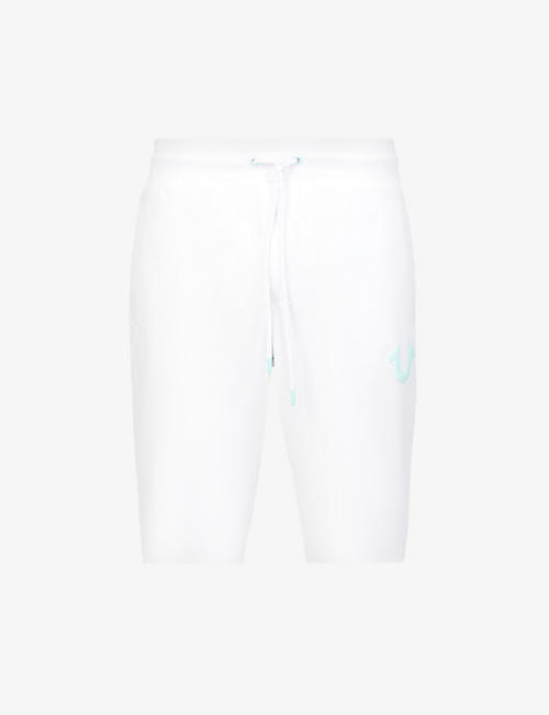 TRUE RELIGION: Lgoo-embroidered cotton-blend jersey shorts
