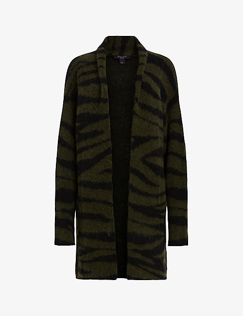 ALLSAINTS: Tessa tiger-stripe knitted cardigan