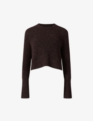 Allsaints Wick Wool Blend Crop Sweater In Bitter Brown