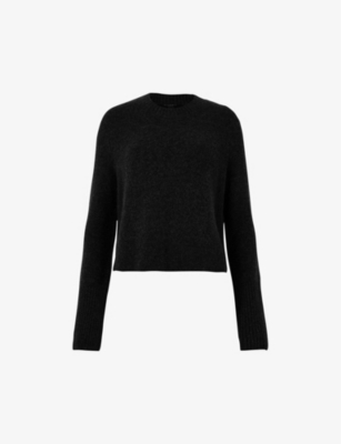 Allsaints Womens Black Wick Fluffy Knitted Jumper