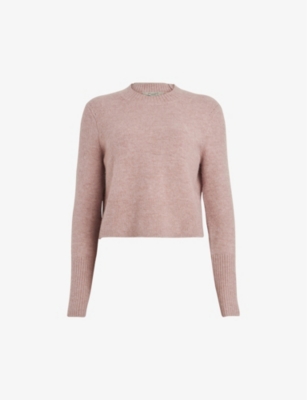 Allsaints Womens Pashmina Pink Wick Fluffy Knitted Jumper