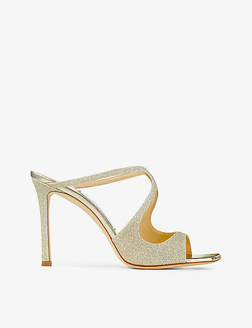 JIMMY CHOO: Anise 95 glitter-embellished leather heeled sandals