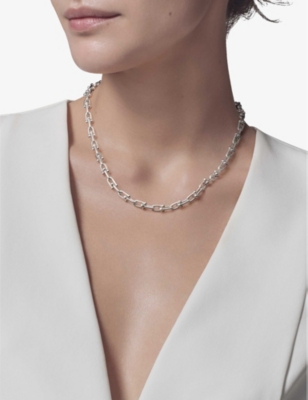Shop Tiffany & Co Womens Silver Tiffany Hardwear Graduated Link Sterling-silver Necklace