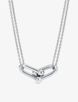 Tiffany & Co Womens Sterling Silver Tiffany Hardwear Double Link Sterling-silver Pendant Necklace
