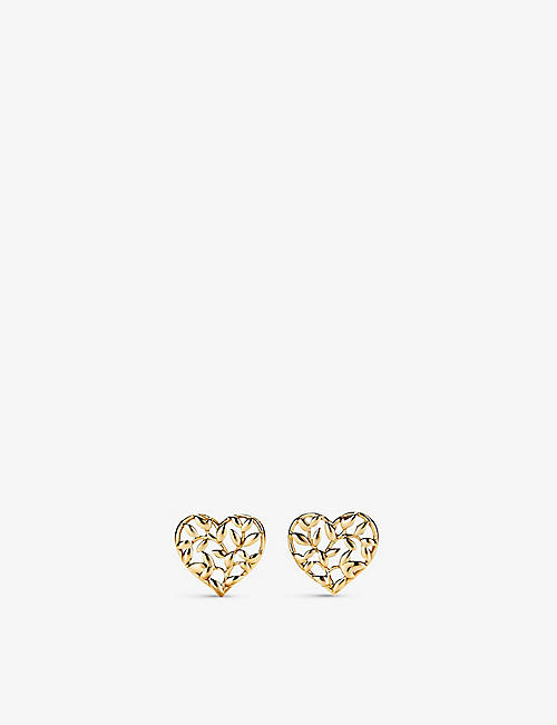 TIFFANY & CO: Paloma Picasso Olive Leaf Heart 18ct yellow-gold stud earrings