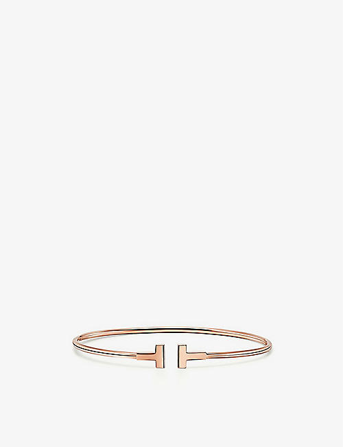 TIFFANY & CO: Tiffany T Wire 18ct rose-gold narrow bracelet