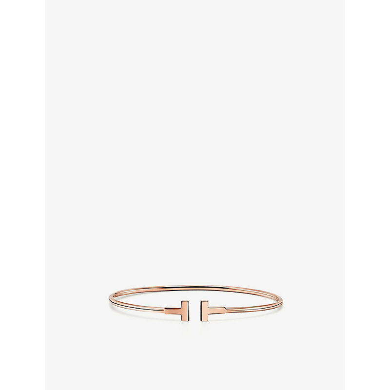 Tiffany & Co Womens 18k Rose Gold Tiffany T Wire 18ct Rose-gold Narrow Bracelet