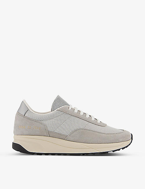 COMMON PROJECTS: Track 80 lace-up suede, mesh and leather low-top trainers