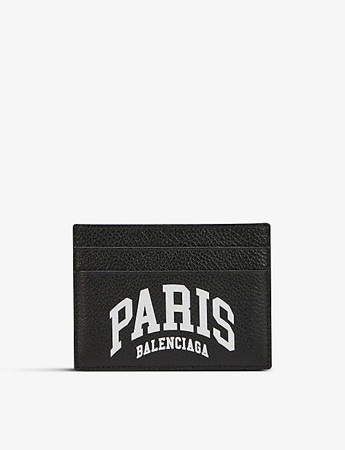 BALENCIAGA: Paris logo-print leather cardholder