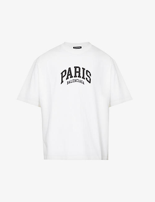 BALENCIAGA: Paris slogan-print cotton-jersey T-shirt
