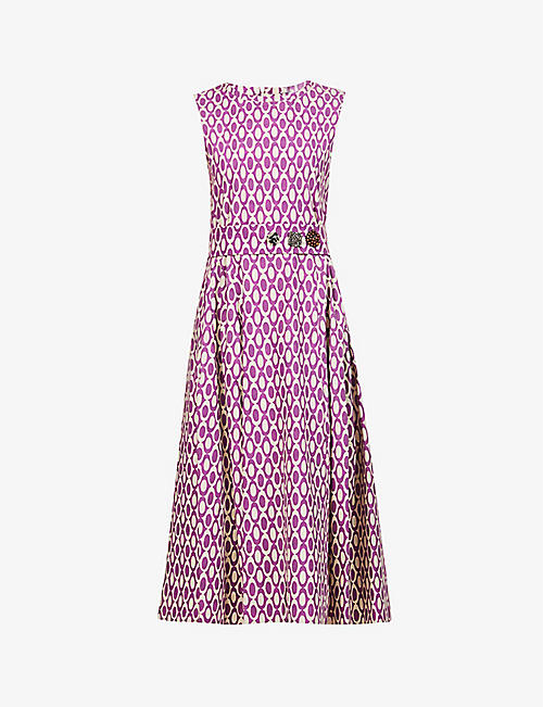 S MAX MARA: Ombra abstract-print cotton midi dress