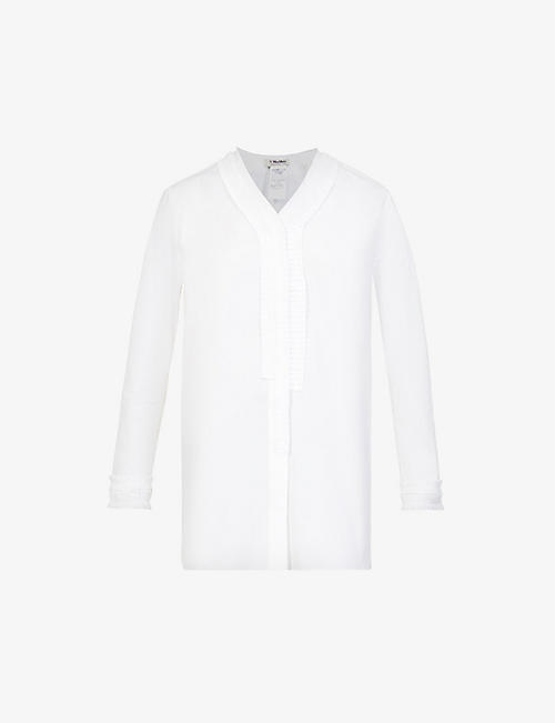 S MAX MARA: Garian V-neck cotton shirt
