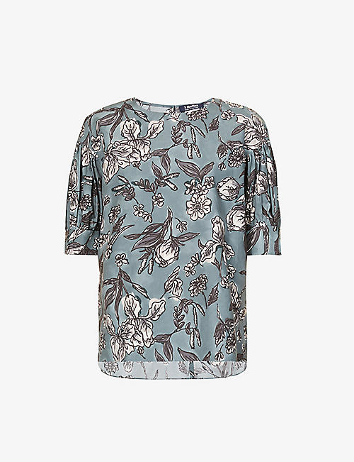 S MAX MARA: Nina floral-print cotton-poplin blouse