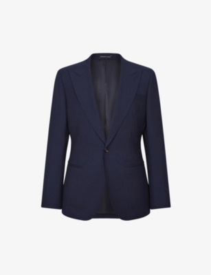Reiss Navy Slim-fit Wool-blend Single-breasted Suit Blazer In Navy