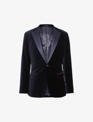 REISS: Ace single-breasted stretch-velvet blazer