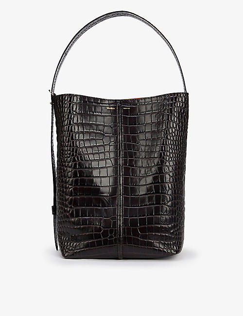 MAX MARA: Croc-embossed leather shoulder bag