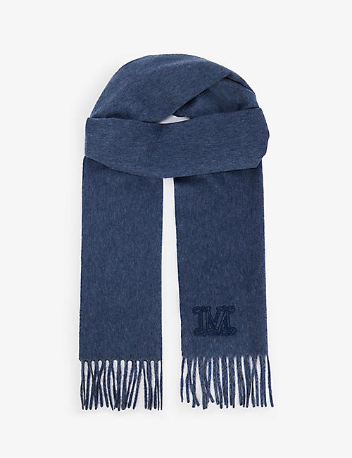 MAX MARA: Wsdalia brand-embroidered cashmere scarf