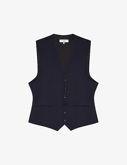 REISS: Hope Travel wool-blend fitted waistcoat