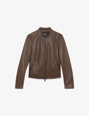 Womens Reiss Allie Slim-Fit Leather Biker Jacket