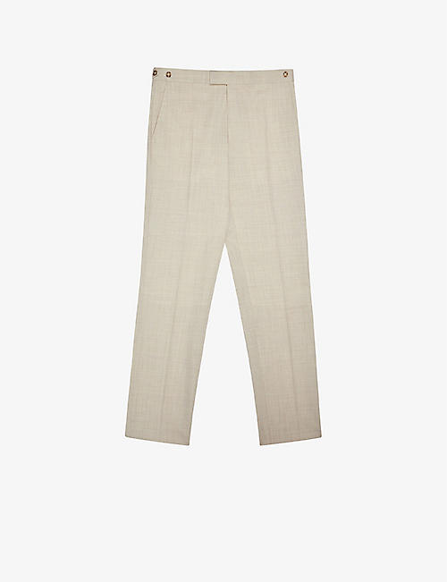 REISS: Venture pressed-crease regular-fit straight-leg wool-blend trousers