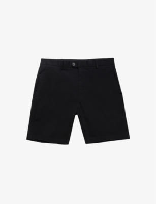 Reiss Mens Black Wicket Buttoned-pocket Stretch-cotton Chino Shorts