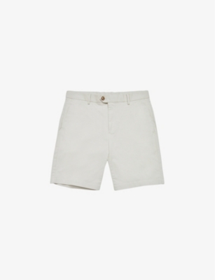 Reiss Wicket Cotton Blend Chino Shorts In Chalk