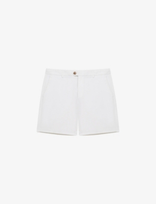 Reiss Mens White Wicket Buttoned-pocket Stretch-cotton Chino Shorts